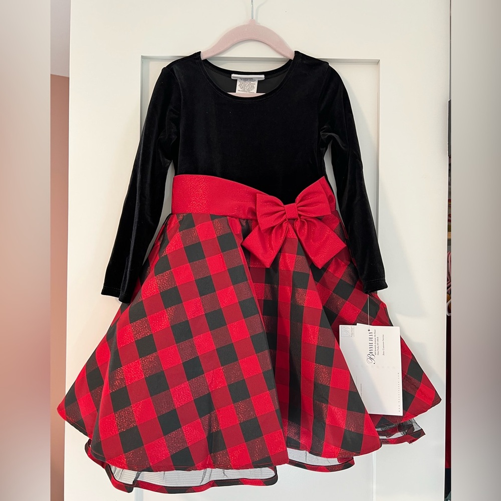 Black and Red Plaid Dress with Bow